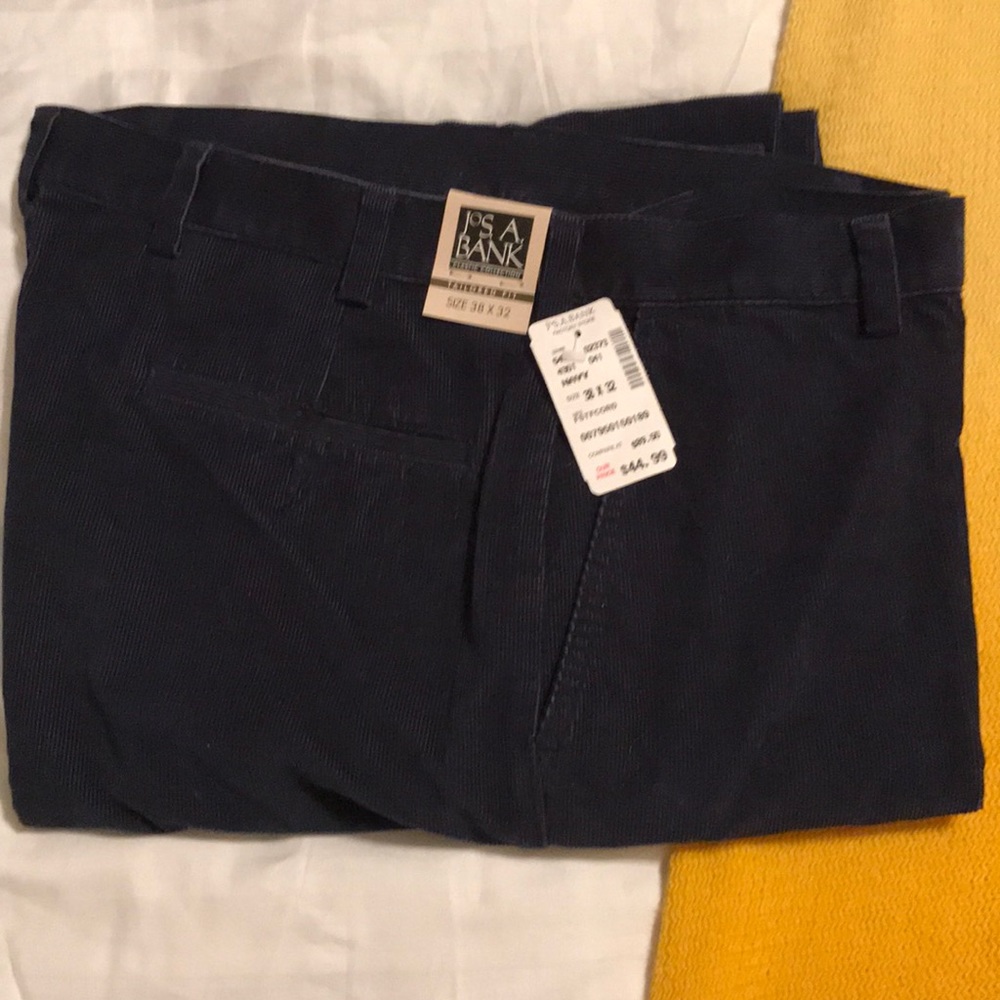 Jos A Bank Navy Corduroy Slacks